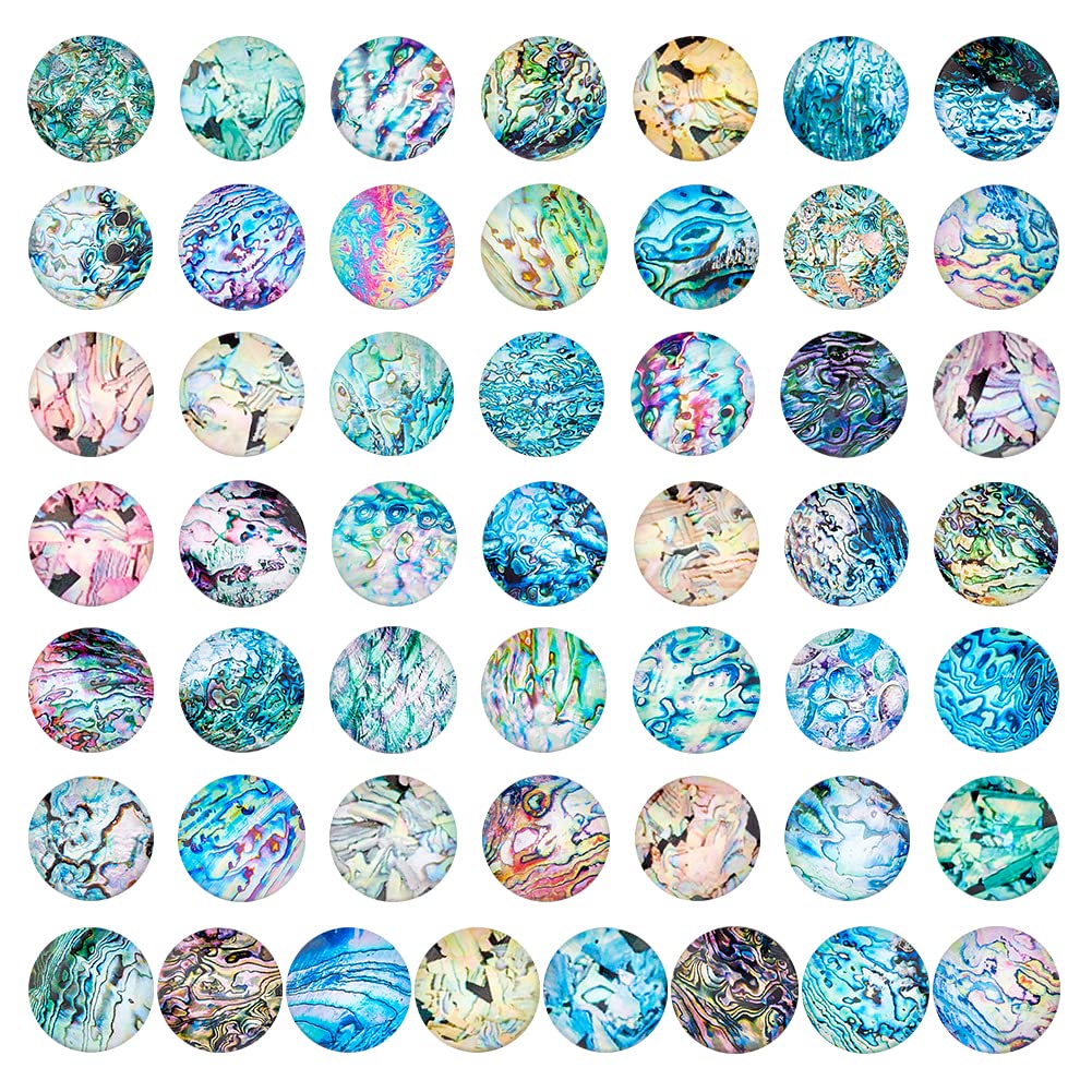 PH PandaHall 25mm Shell Glass Cabochons 50 Styles Sea Shell Tiles Ocean Seaside Cabochons Seashell Mosaic Printed Picture Tile Half Round Dome Cabochons for Christmas Necklace Jewellery Making