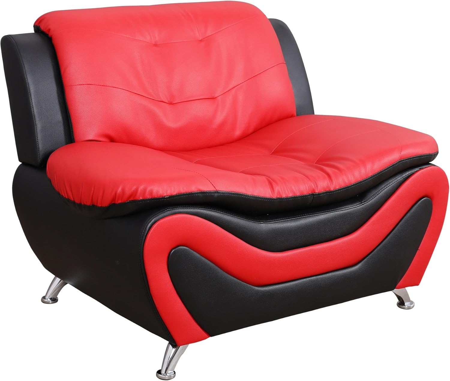 Beverly Fine Furniture Aldo ((3 Piece) Modern Sofa Set, Black/Red: Furniture & Decor