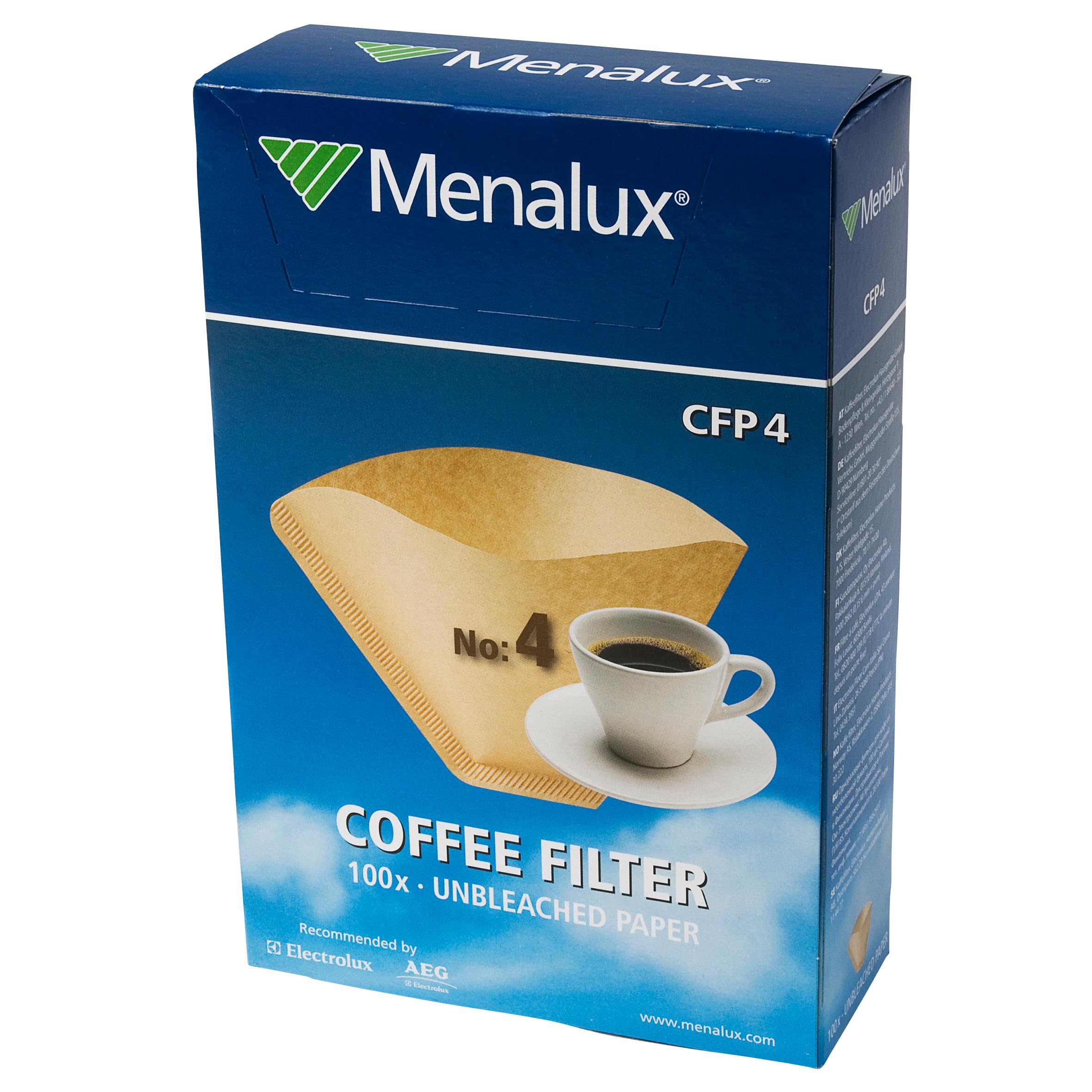 Menalux CFP4 - 100 Paper Filters, Number 4, for Drip Coffee Machine