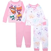 Disney Girls' 4-piece Snug-fit Cotton Pajama Set, Matching Pajamas | Comfortable Sleepwear, Soft & Cute Nightwear for Kids