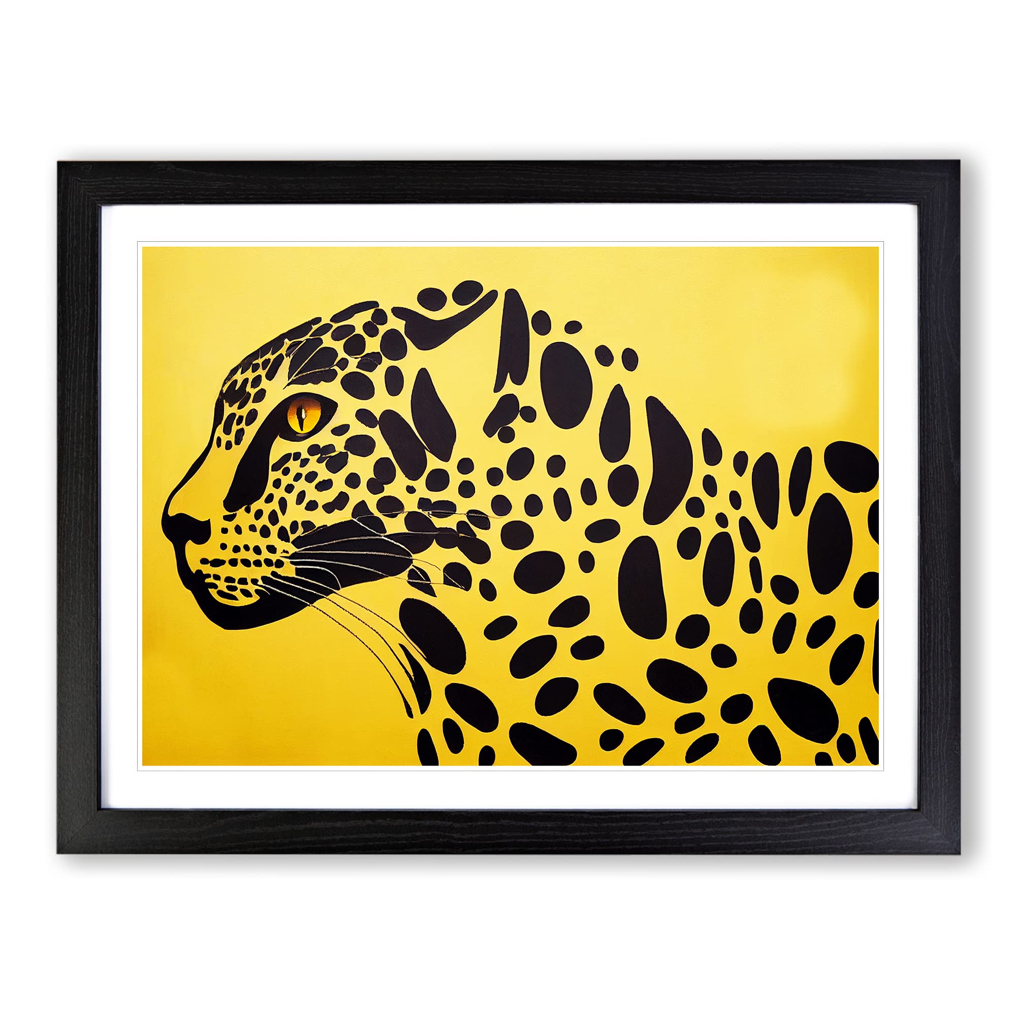 The Compelling Leopard Abstract Framed Print | A3 Black Framed Wall Art | Ready to Hang | Abstract Animal Picture | Living Room Bedroom Lounge Office