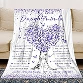 Daughter in Law Gifts from Mother in Law, Birthday Gifts for Daughter in Law, Unique Purple Women Throw Blanket Gift for Wedding Christmas, Super Soft Warm Blanket 60"X50" for Couch Bedroom Livingroom