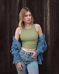 OQQ Women's 2 Piece Tank Tops Crew Neck Sleeveless