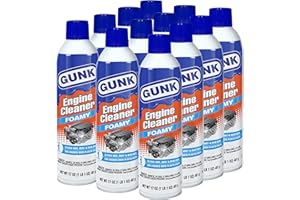 GUNK Engine Cleaner – Foamy Spray for Engines with Plastic Covers – Expanding Foam Quickly Removes Grease, Oil, Dirt & Road Grime - Clings to Surfaces for Easy Rinse – 17 oz (Case of 12)