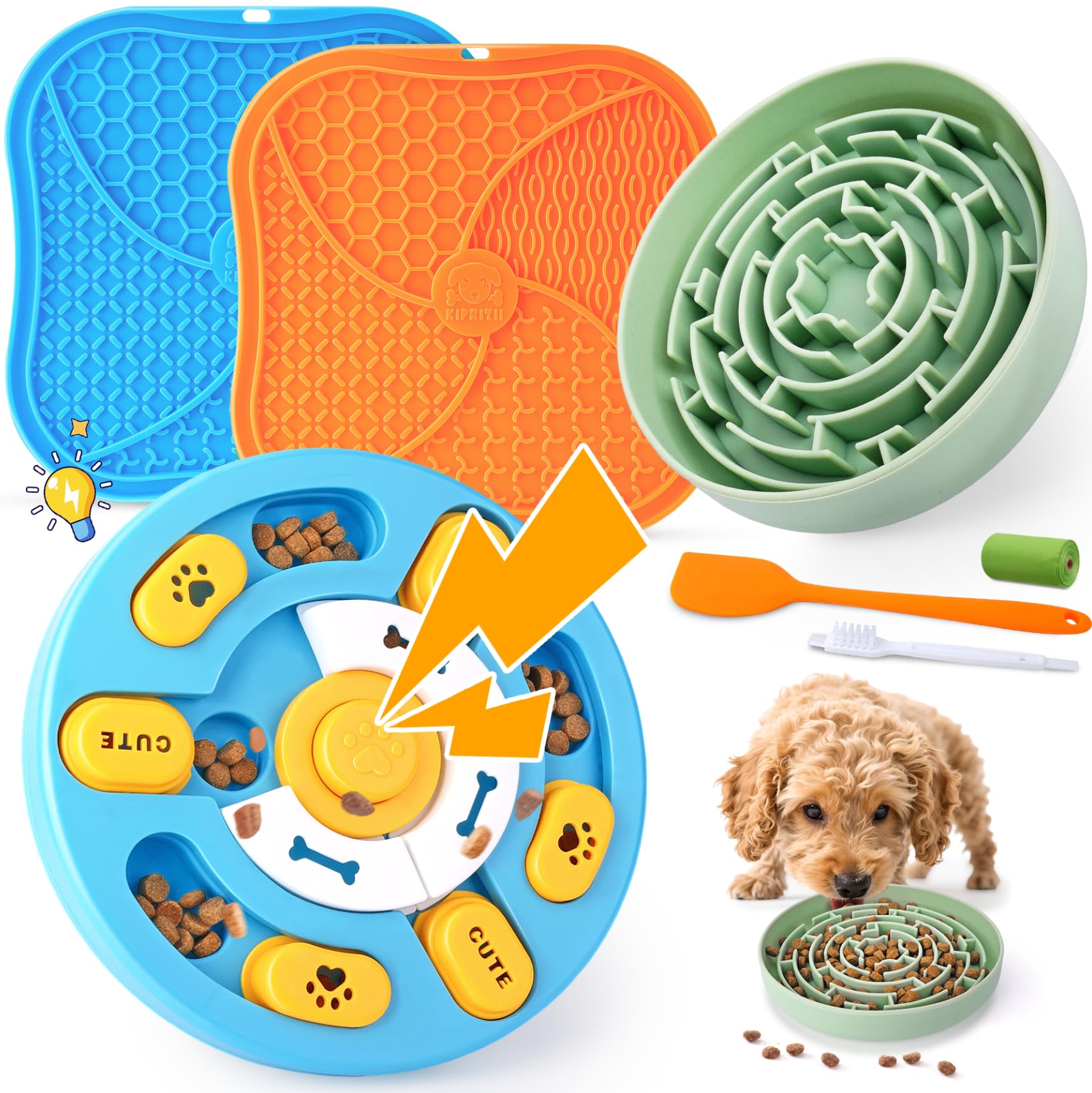 Photo 1 of KIPRITII Well-Rounded Dog Enrichment Toys Set – Keeps Dogs Busy with Mental Stimulation & Slow Feeding, Includes Dog Lick Mat, Puzzle Toy & Slow Feeder Bowl for Boredom Relief