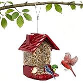 Bird Feeders for Outdoors Hanging, Holds Fruits Vegetables Seeds, Red | With Hanging Hook,Top‑fill, Patio Yard Decor, Gift for Bird Lovers, Backyard Bird Must Haves