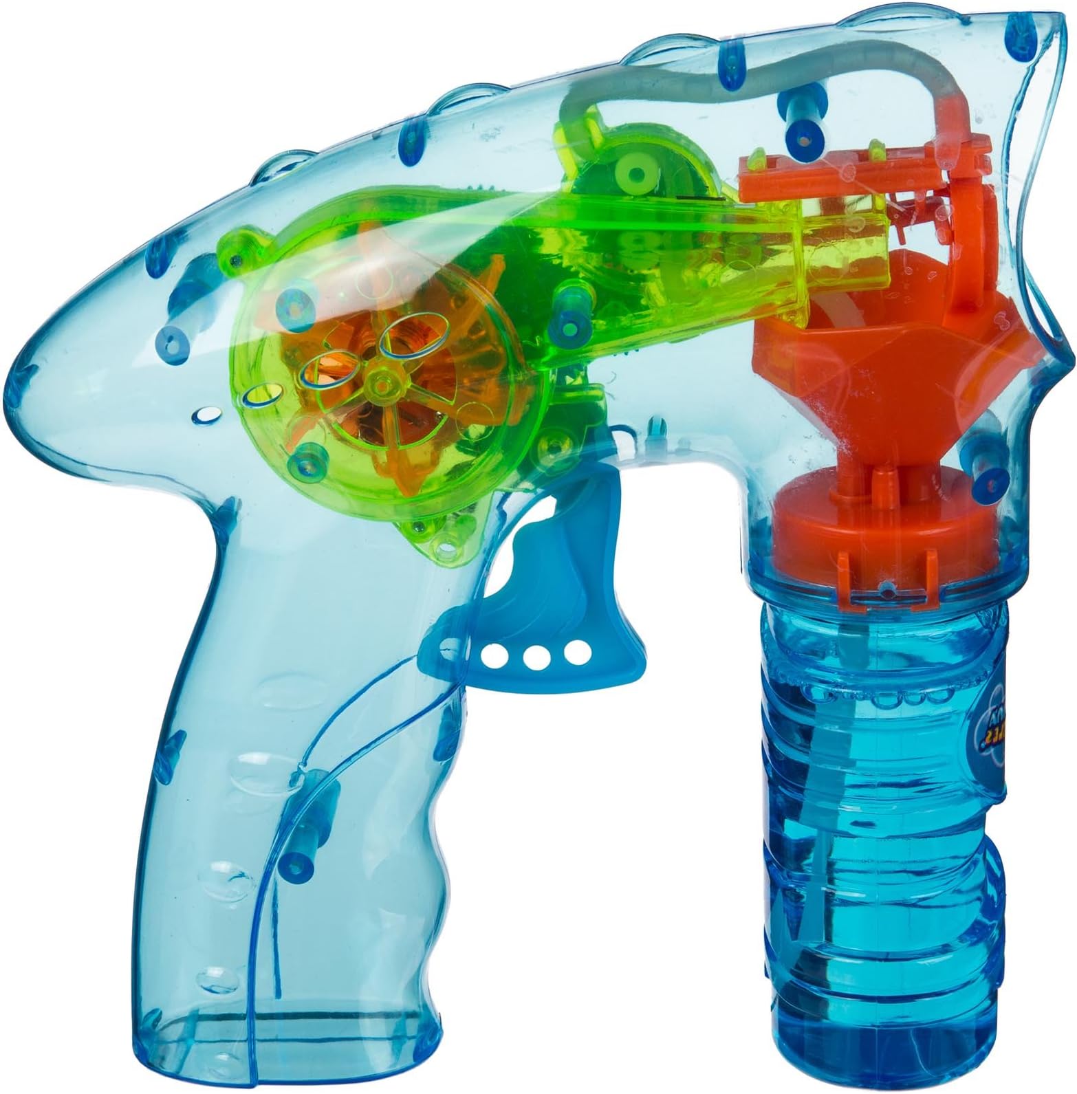 Gifts Galore Store present gift. Kids Pack of 2 Plastic Bubble Guns with Light. Fun making bubbles
