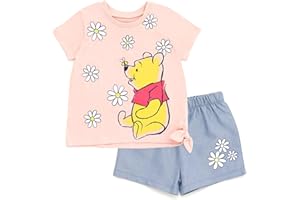 Disney Floral T-Shirt and Chambray Shorts Outfit Set Infant to Big Kid Sizes (12 Months - 14-16)