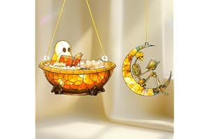 AMAQUANG Halloween Ghost Reading Book Suncatcher, Book Decor, Book Lovers Gifts, Bookish Gifts, Book Lover Gifts for Women, Gifts for Readers Women, Book Ornaments for Christmas Tree