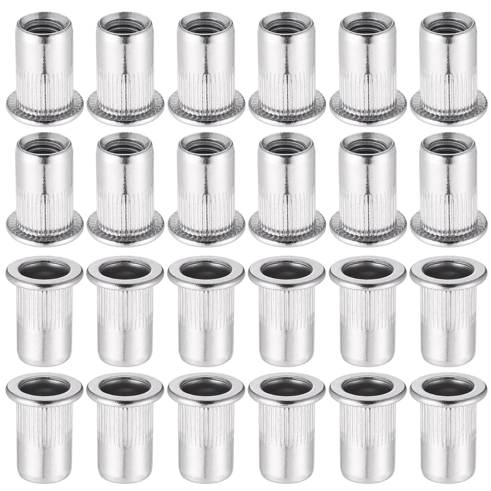 Hejo 60Pcs M8 Rivet Nut, 304 Stainless Steel Rivet Nut Insert Cap Kits, Flat Head Threaded Riveting Nuts Ideal for Automotive Furniture Electrical Industrial