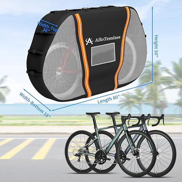 ALLOTEMLASS BIKE COVER FOR CAR RACK FOR TRANSPORT, REAR BIKE RACK COVERS FOR 2 BIKES ON HITCH TRAVEL STORAGE WITH REFLECTIVE STRIPS, QUICK-RELEASE BUCKLES WATERPROOF 600D OXFORD OUTDOOR AND HEAVY DUTY