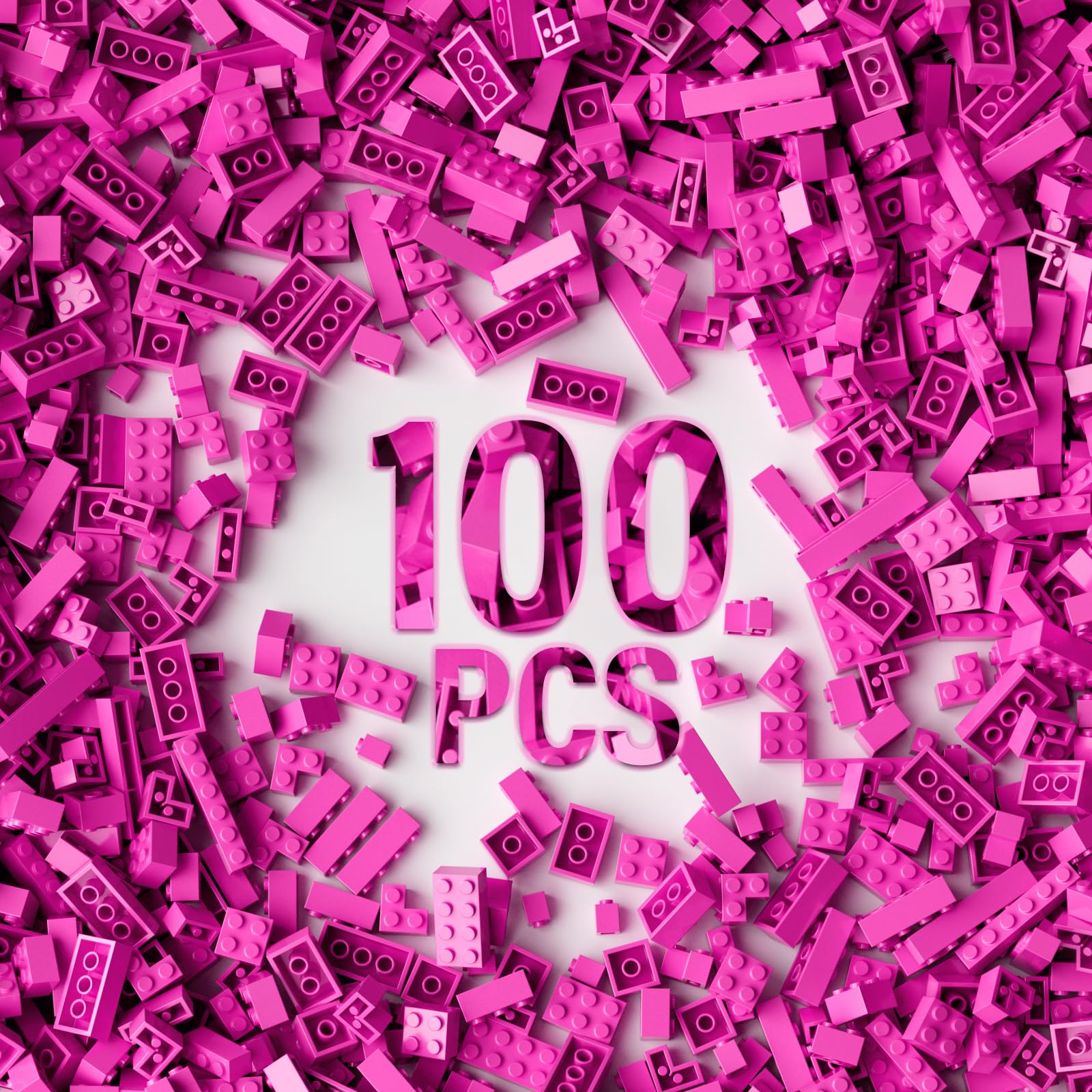 Photo 1 of 100 Piece Classic Building Blocks, Compatible with Lego, Pink