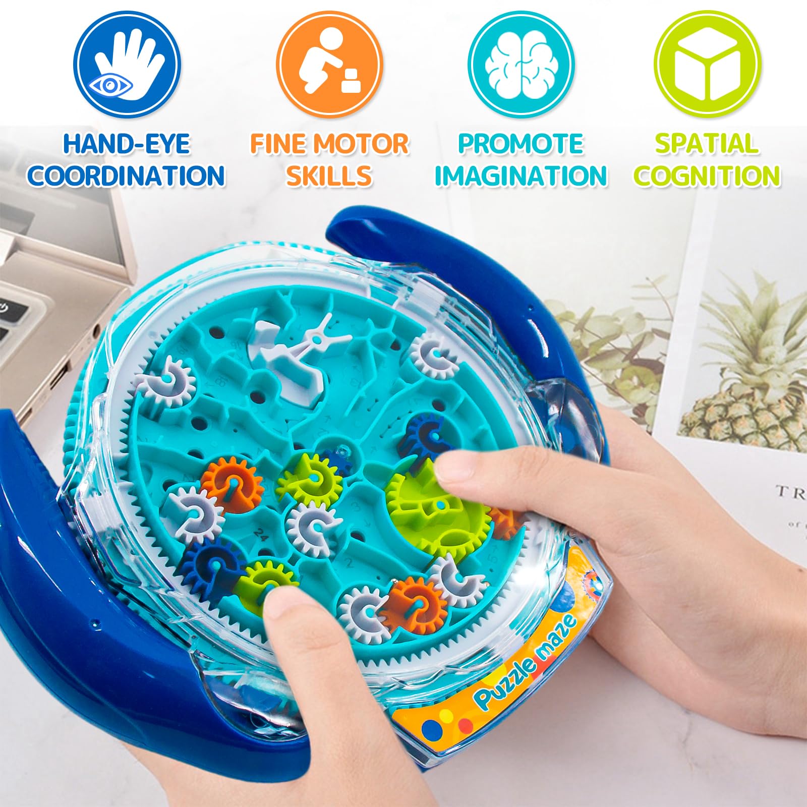 Funny Old Man Labyrinth-Puzzle-Spiele für Kinder im Alter von 4-8 Jahren, Cooles Raumschiff-Labyrinth-Spielzeug mit Zwei Stahlkugeln, Herausforderungen Spiele 2