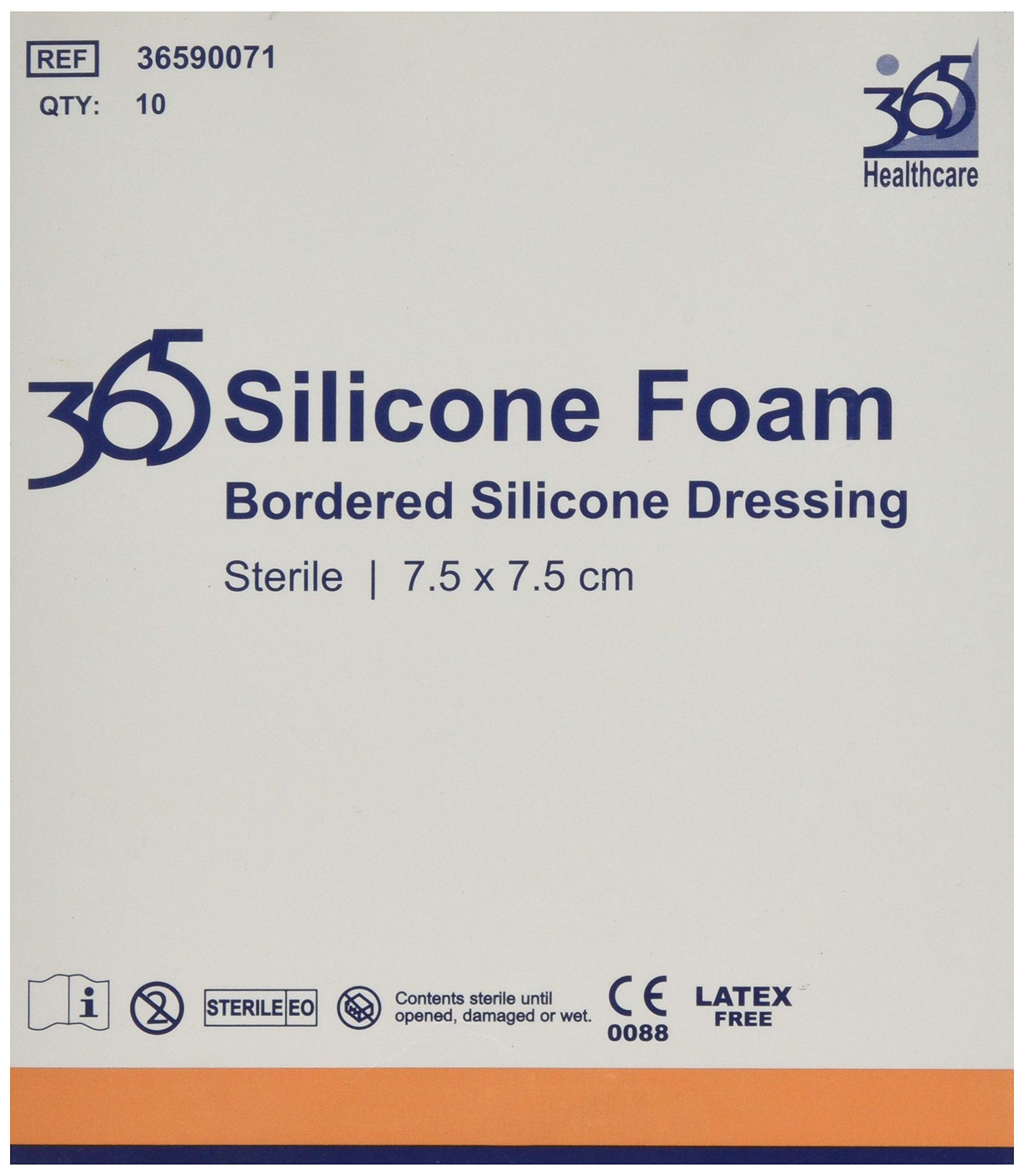 365 Self Adhesive Silicone Foam Wound Dressing Pad 7.5 x 7.5 cm - Pack of 10 (Ref 36590071)