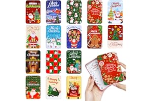 Thuodo 16 PCS Christmas Gift Card Tin Holder Boxes with Lids for Christmas Holiday Gift Box Set Metal Tin Small Boxes Stocking Stuffers Xmas Party Favors