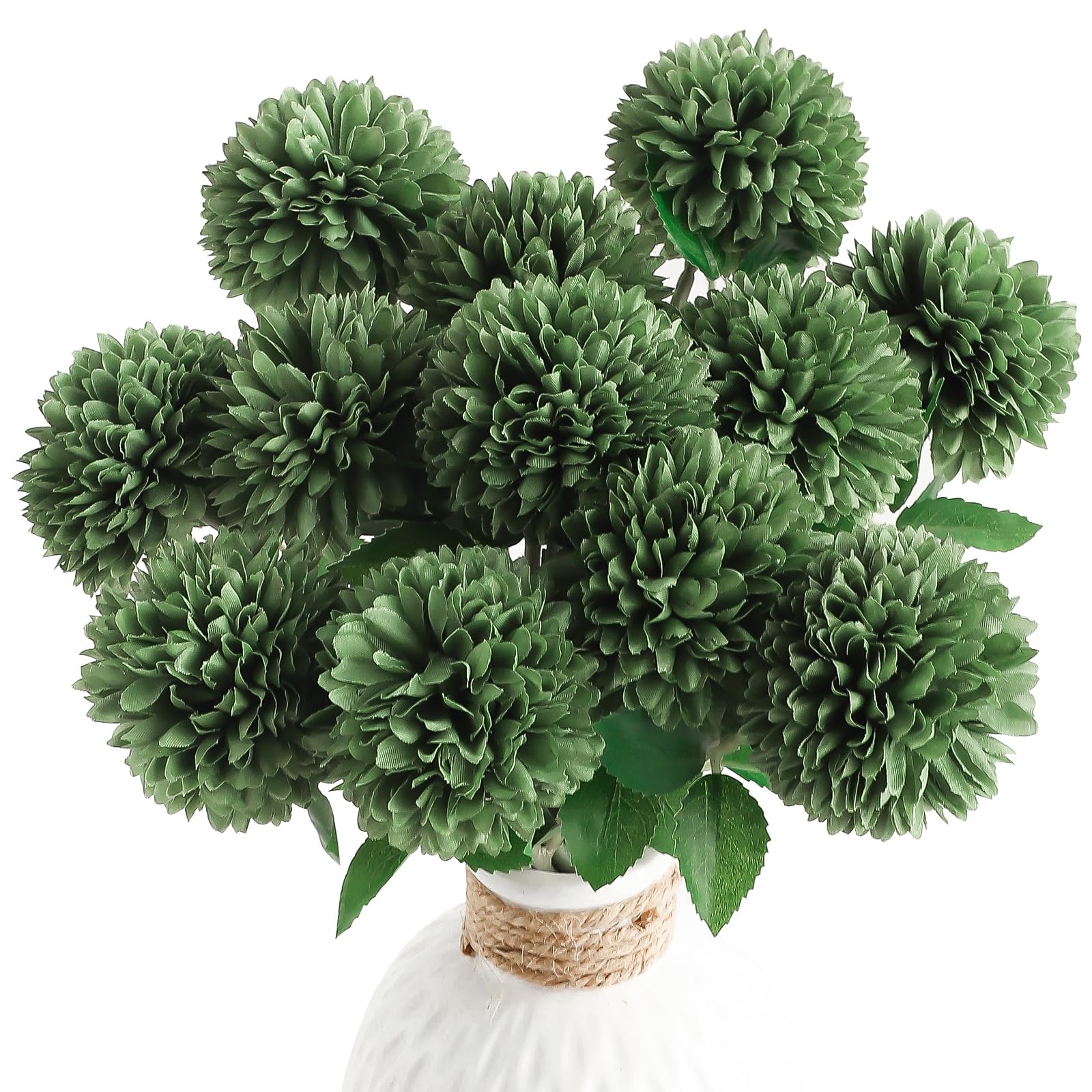 Photo 1 of Floroom 12pcs Emerald Green Faux Silk Mums Artificial Flowers Bulk Fake Chrysanthemums with Stems for DIY Wedding Table Centerpieces Floral Arrangements Vase Fillers Home Decorations