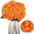 Kimura's Cabin 5pcs 21" Real Touch Hydrangeas Fake Orange Flowers Full Latex Artificial Hydrangea Flowers Stems for Home Table Centerpieces Wedding Party Decoration