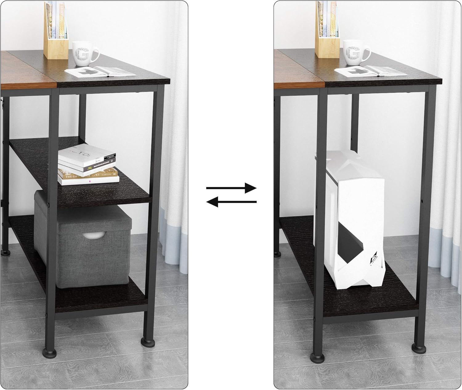 JOISCOPE Computer Desk with Shelves,Laptop Table with Wooden Drawer,40 inches(Black Oak Finish): Kitchen & Dining