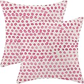 CXMEIFLY Preppy Pillow Covers 18x18 Inch Set of 2 Pink Polka Dot Outdoor Decor Throw Pillows for Couch Modern Boho Design Watercolor Aesthetic Decorative Cushion Cases for Home Sofa Bed Decorations