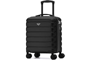 Flight Knight Carry On Suitcase 18x14x8" Hardside Built In TSA Lock & USB Port Lightweight Luggage Silent Double Spinner Wheels Maximum Underseat Carry-On Bag For American & United Approved Airlines