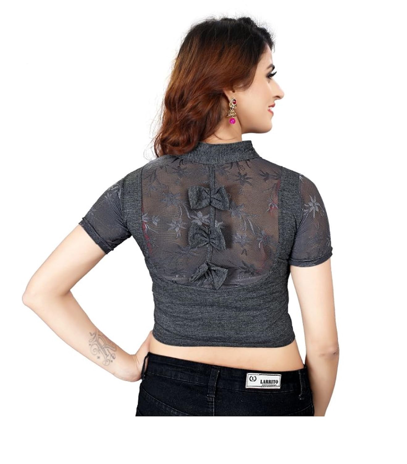 fressia fabrics women's cotton saree blouse (131_grey_free size)