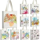 Bulyoou 9 Pcs Italy Tote Canvas Bags Souvenir Gift Grocery Shopping Tote Bag for Travel Gifts