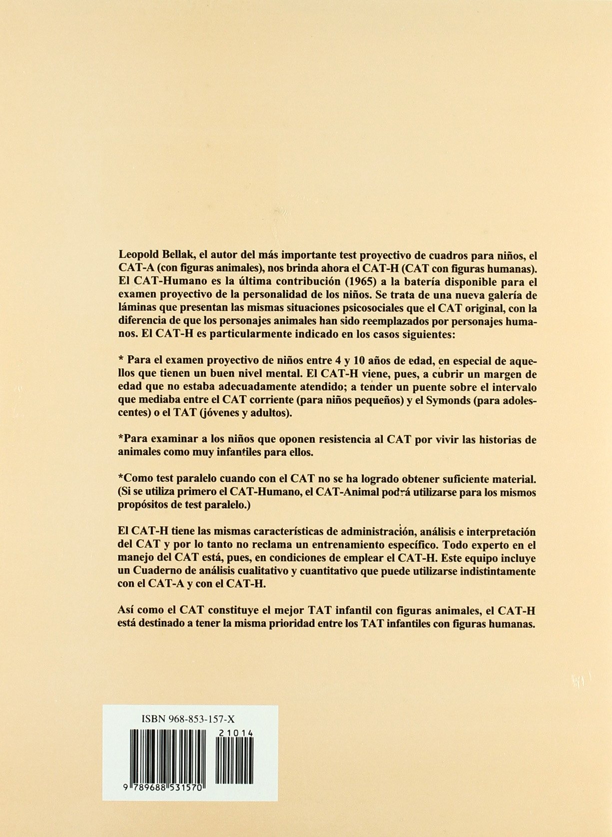 Amazon Com Test De Apercepcion Infantil Con Figuras Humanas Cat H Evaluacion Psicologica Spanish Edition 9789688531570 Bellak Leopold Books