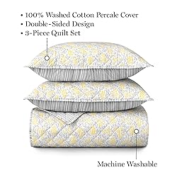 MARTHA STEWART Hailey Floral Yellow King Quilt