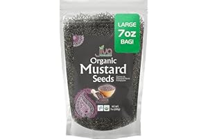 Jiva Organics Organic Black Mustard Seeds 7oz - Non-GMO, Gluten Free, Pungent & Aromatic Spice - 100% Raw & Natural