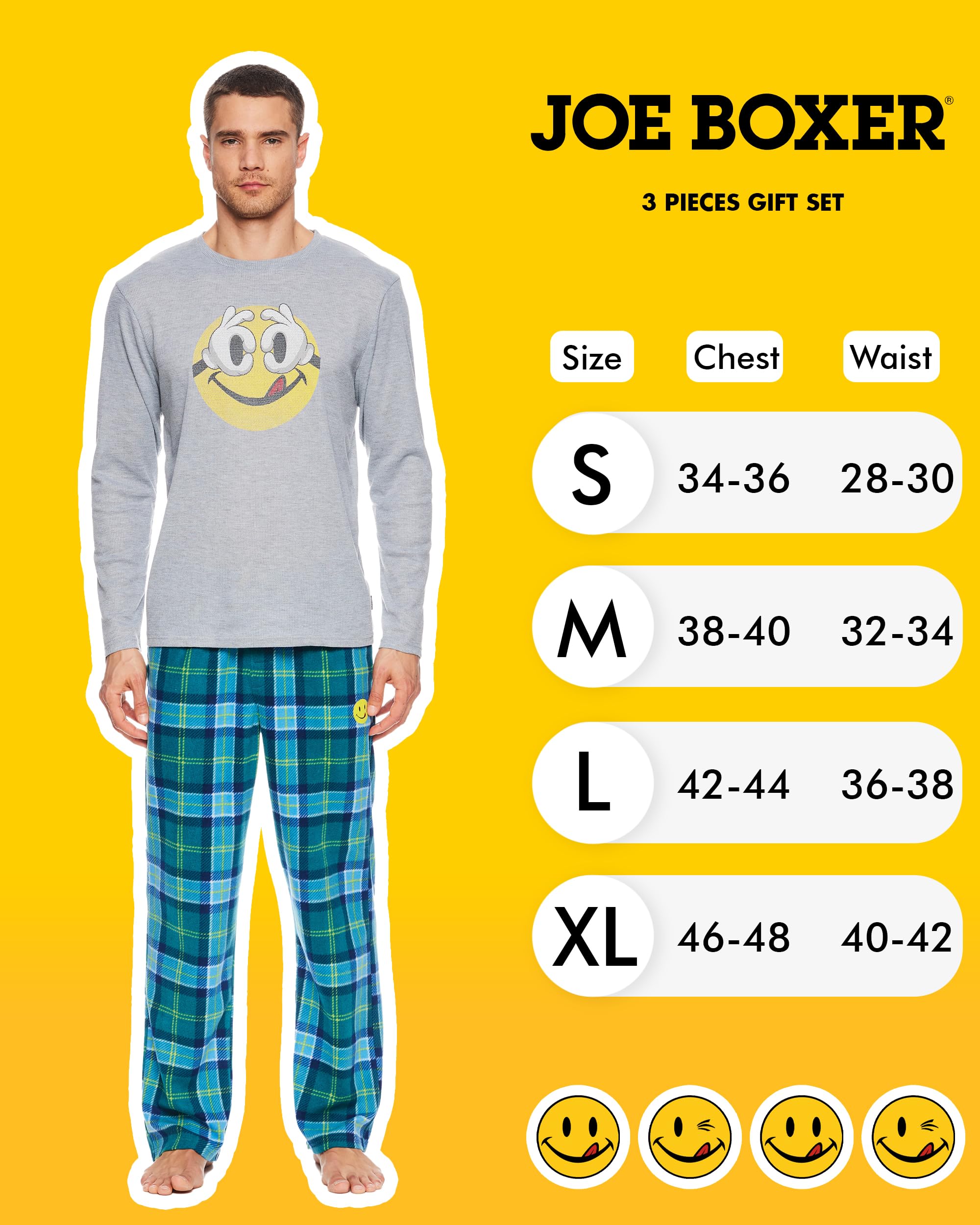JOE BOXER Men\'s Moisture-Wicking 3-Pack Sleepwear Set: Pajama Pants, Elastic Banded Sleep Shorts, Long-Sleeve Crew Tee (Estate Blue, Large)