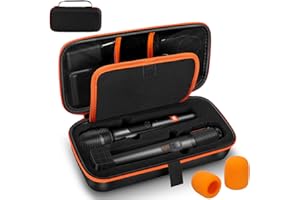 LZSIG Wireless Microphone Case Compatible with JBL Wireless Two Microphone System & Dual Partybox Mics, Handheld Dual Mic Travel Bag for Singing & Karaoke | Waterproof & Dirt Resistant - Black (BOX ONLY)