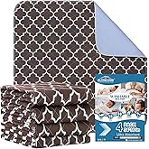 OUTCREATOR® Washable Bed Pads 34" x 36" (Pack of 4), Incontinence Mattress Protector, Anti-Slip Waterproof Underpads for Adults Kids Elderly Pets, Absorbency & Reusable Bedwetting Pads (Dark Brown)