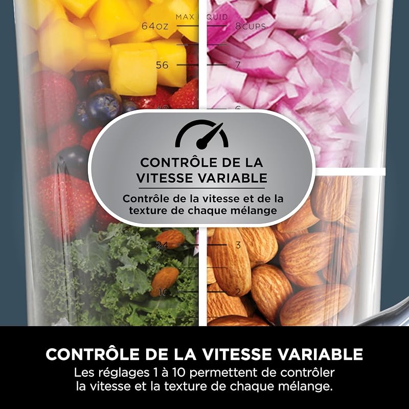 Detect Power Blender Processor Pro 3-en-1, mixeur 1200W, Noir