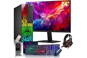 AXOII RGB Gaming Desktop PC with 24" FHD Monitor, AMD Radeon RX 550 4GB, Intel Core i5 up to 4.10GHz, 16GB DDR4 RAM, 512GB NV