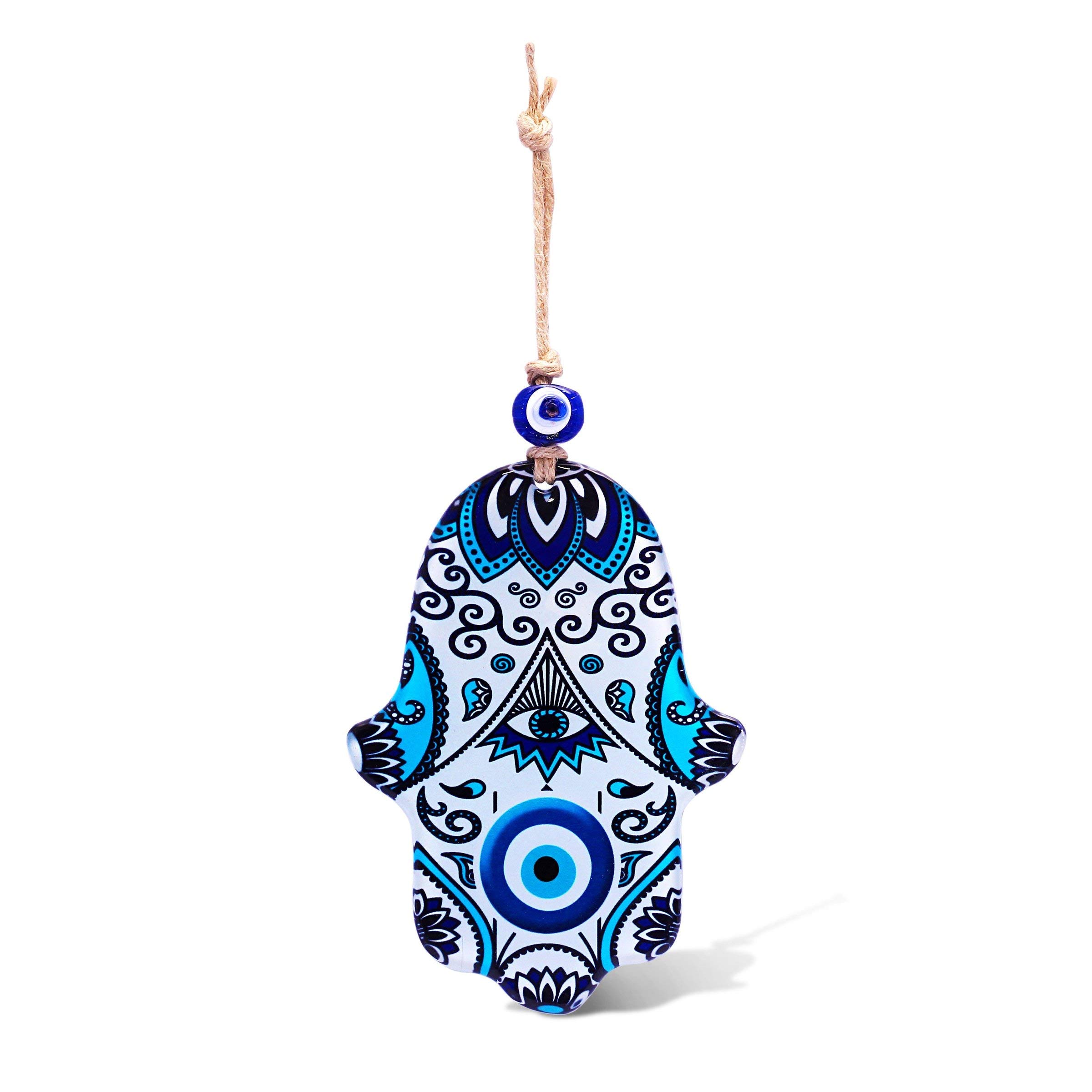 MYSTIC JEWELS Hamsa Wall Ornament (Hand of Fatima) Glass to Bring Health and Success Home