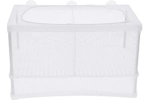 STILL AWAKE Aquarium Fish Breeder Box, Fish Isolation Box, Hatching Box, Juvenile Fish Spawning Incubator, Water Isolation Net Hatcher, Nylon Mesh Fish Fry Hatchery Breeder Box Separation Net（White L）