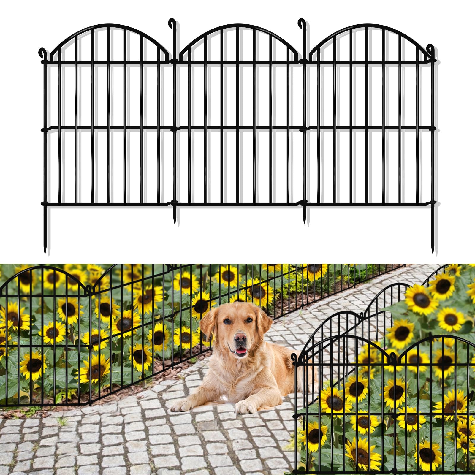SEGAWE 18" X 35-Piece Garden Fence Folding Panel Set - Decorative Patio Barrier, Black Wire