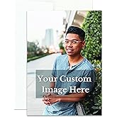 Personalized Greeting Card Custom Your Photo Image Upload Your Text Greeting Card For All Occasions, Christmas, Holiday, Wedding, Birthday, Thank You Card (Single Card)