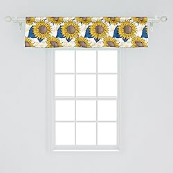 Ambesonne Sunflower Window Valance, Graphic Harvest