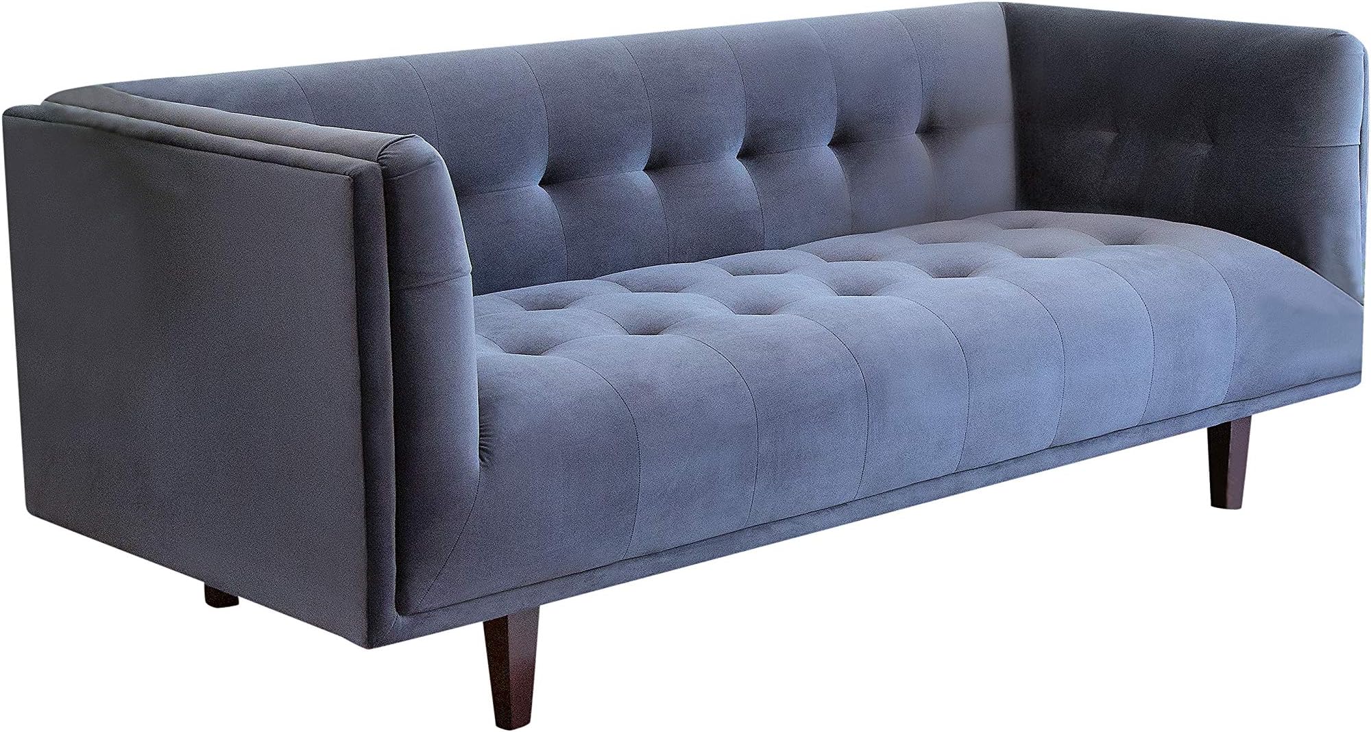 Abbyson Living Velvet Upholstered Mid-Century Modern Sofa with Tufted Seat, Charcoal Grey