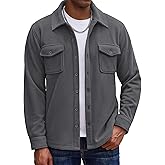 COOFANDY Men's Polar Fleece Shirt Jacket Long Sleeve Casual Button Down Shirts Shacket with Pockets