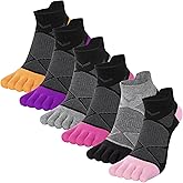 ABTRAV Womens Toe Socks Cotton Athletic Running Socks No Show Five Finger Sports Arch Support Ankle Socks 6 Pack
