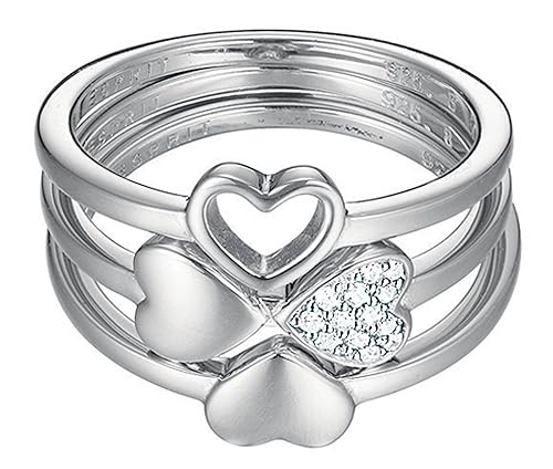 Esprit Essential Damen-Ring 925 Silber rhodiniert Zirkonia transparent