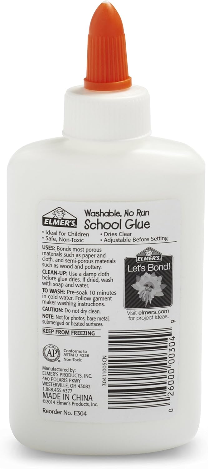 Elmer's bundle Washable Liquid School Glue, White, Dries Clear, 4 fl oz Plus Disappearing Purple Elmer's School Glue Stick, 7g, 2pk: Office Products