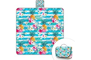 Ruikyhom Picnic Blankets Extra Large Outdoor, Machine Washable 3-Layer Foldable Picnic Mat, Waterproof SandProof Picnic Blanket 80"x80" for Beach,Grass Park, Hiking, Travel, Concerts. (Pineapple)