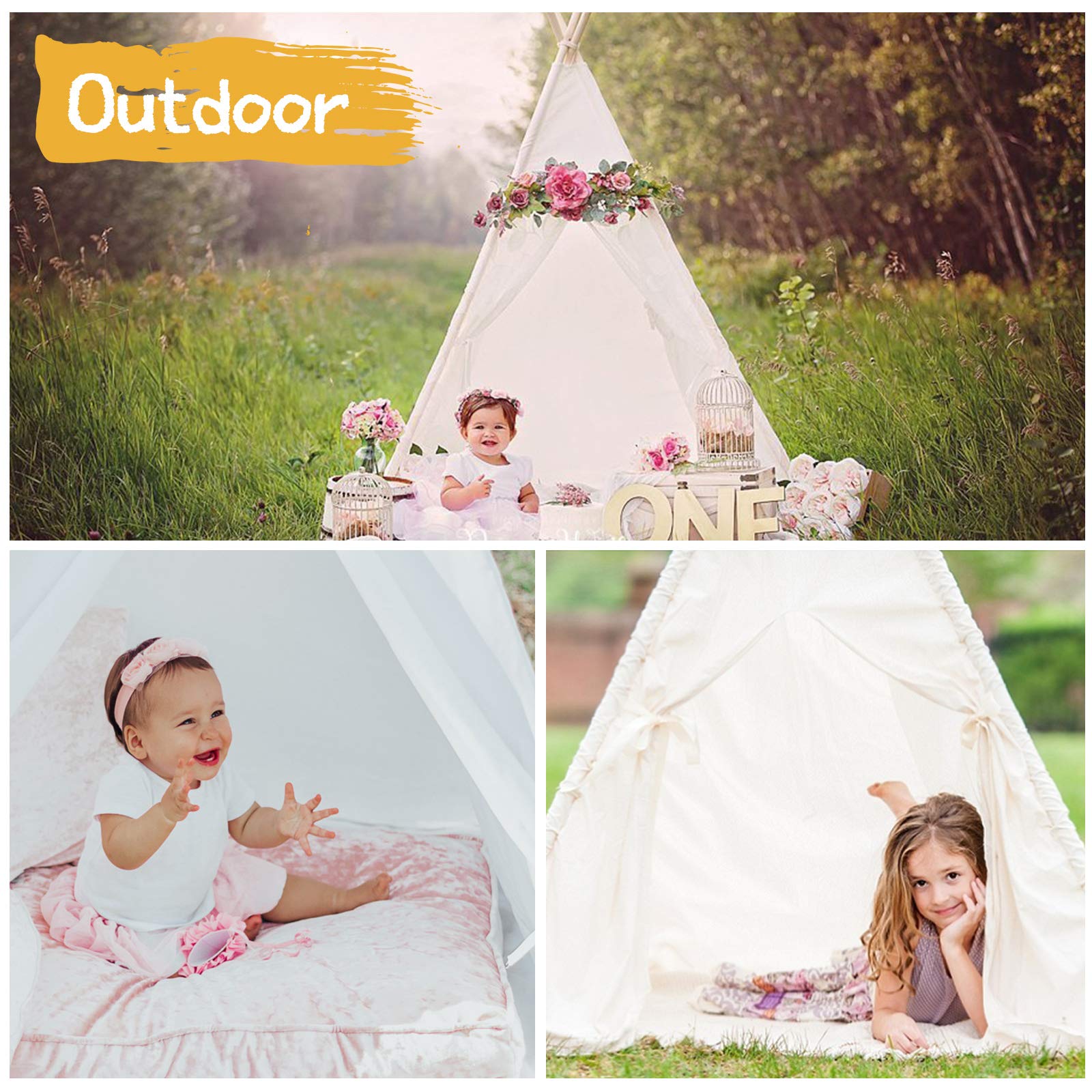 Teepee Play Tent for Kids with Carry Case, Foldable Girls Playhouse Toy Tent, Gift for Baby Toddler to Play Game Indoor and Outdoor