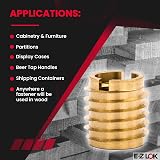 E-Z LOK 3/8-16 Brass Knife Threaded Inserts for Hard Wood, 0.625" Length, 10 view 4