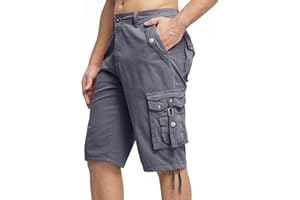 JAWERU Mens Cargo Shorts Casual Shorts Hiking Shorts Below Knee Relaxed Fit Multi Pockets Running Joggers Outdoor Mens Shorts