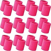 Bememo 24 Pcs Wrist Sweatbands Bulk Sports Wrist Bands for Men Women Breathable Athletic Tennis Wristbands Stretchy Absorbent Cotton Terry for Basketball, Baseball, Gym, Working Out