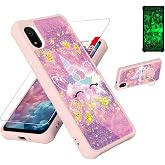 for Cloud Stratus C8 Case Compatible for Cloud Mobile Stratus C8 Phone Case Cover [with Tempered Glass Screen Protector][Hard PC + Soft Silicone][Ring Support] [Gold Glitter+Luminous] JSF-DJS